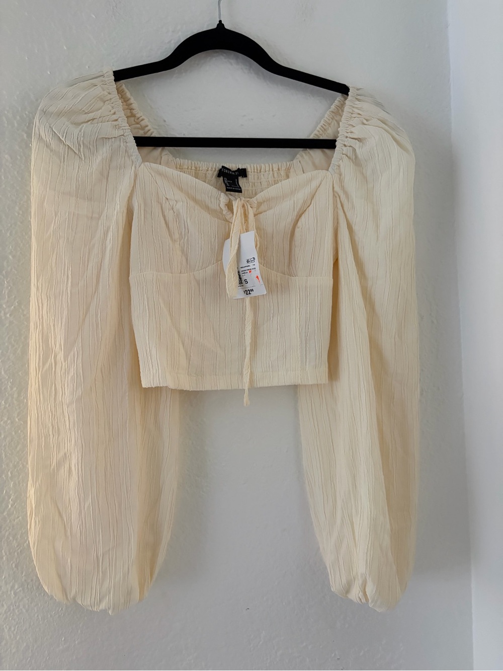Forever 21 Cream Gauze Off-Shoulder Peasant Top